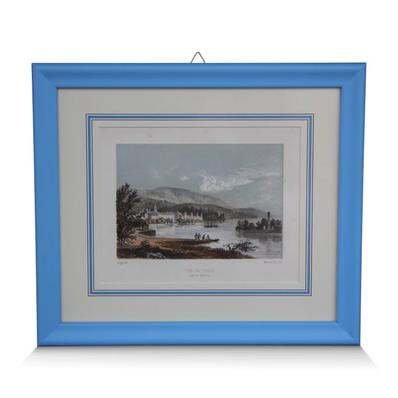 A work "View of Rolle, Lake Geneva" signed Loppe and Arnoult fils - Moinat - Prints, Reproductions